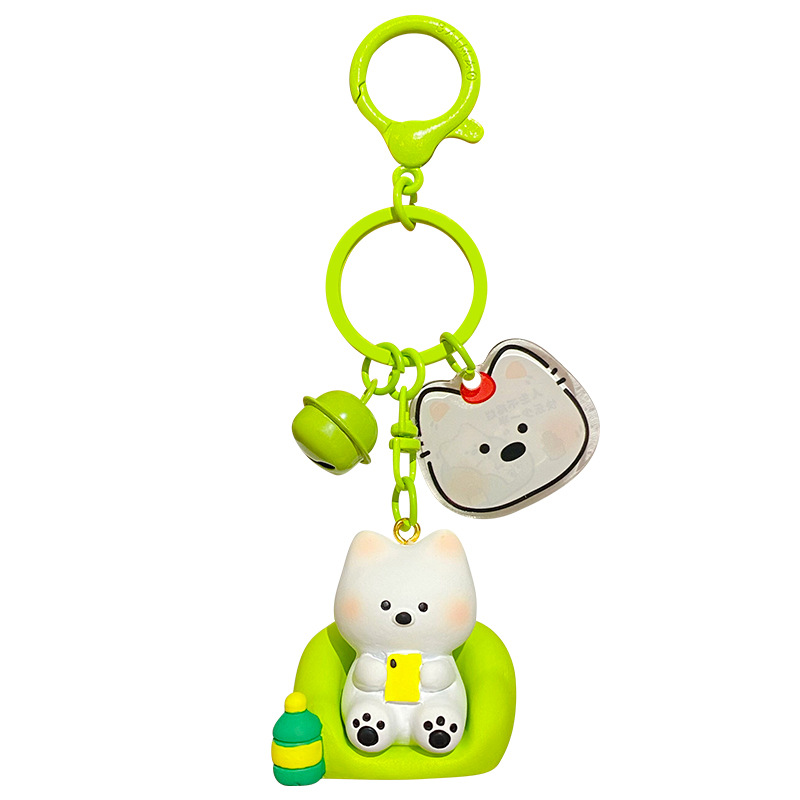 Original West Highland Dog Daily Casual Series keychain, creative and exquisite resin figurine bag, key chain pendant Item Picture
