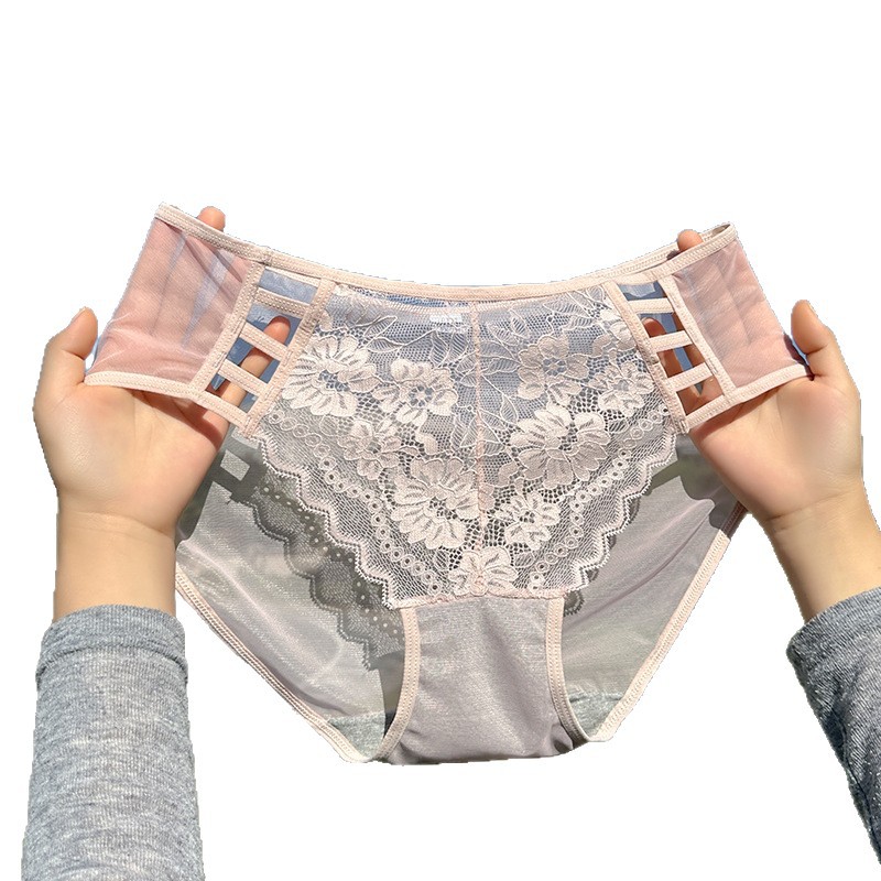 Best-selling high-end, sexy, high-waisted, antibacterial and seamless lace underwear for girls, pure and alluring triangle pants for women Item Picture