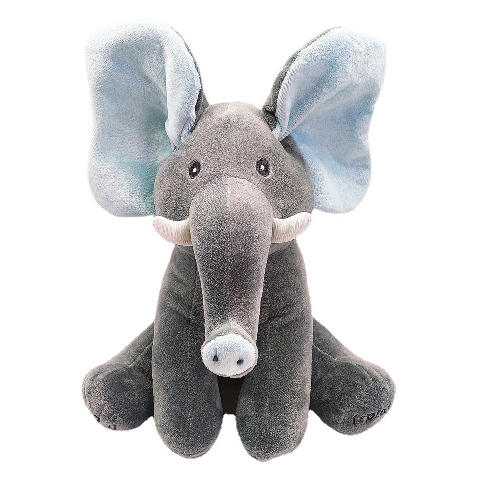 Cross-border new products: Hide-and-seek, elephant covering eyes, little elephant can sing and play, music to soothe the elephant, plush toy Specification image