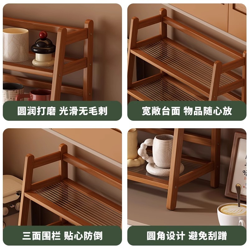 New wicker simple cup holder, double-layer desktop, multi-functional storage rack, kitchen, bedroom desk, dormitory storage rack details Picture