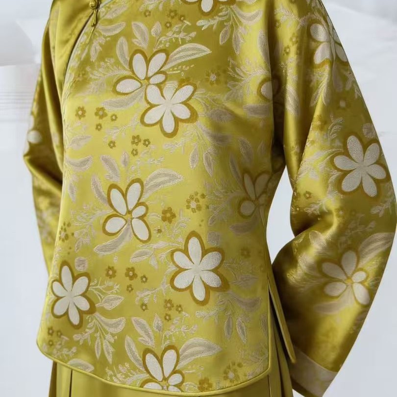 Star Flower 260g woven jacquard fabric blended with artificial cotton and polyester new Chinese-style dress fashion fabric Application Scenario