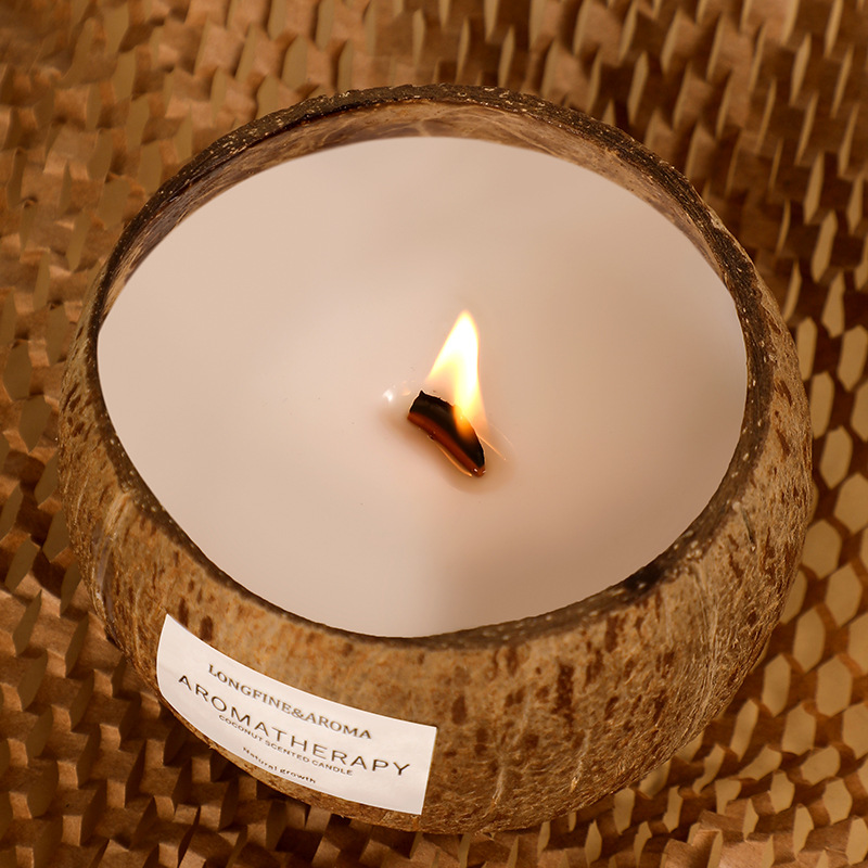 Coconut shell scented candles create an atmosphere in the bedroom, creative scented birthday candles, and soy wax scented souvenirs Specification image