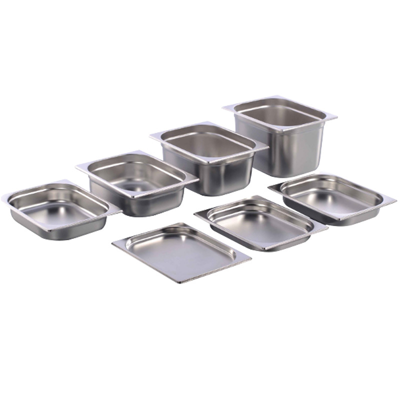 European-style stainless steel serving basins, hotel cafeteria buffet food storage basins, milk tea shop stainless steel square plates 1/1*20 Application Scenario