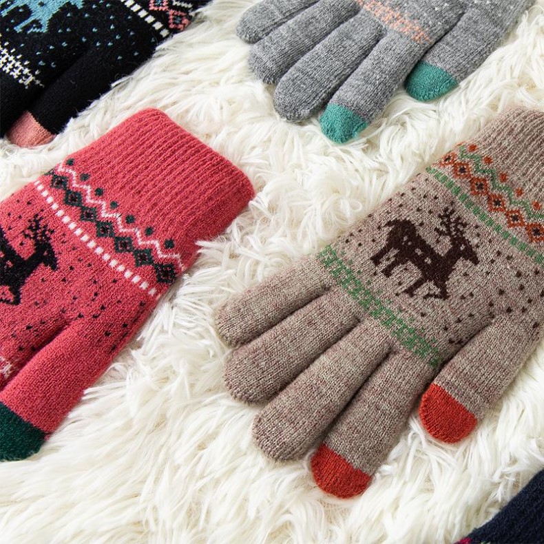 Thickened and fleece double-layer deer fur warm gloves, Korean version with touch screen, versatile for keeping warm in autumn and winter, suitable for students and adults details Picture