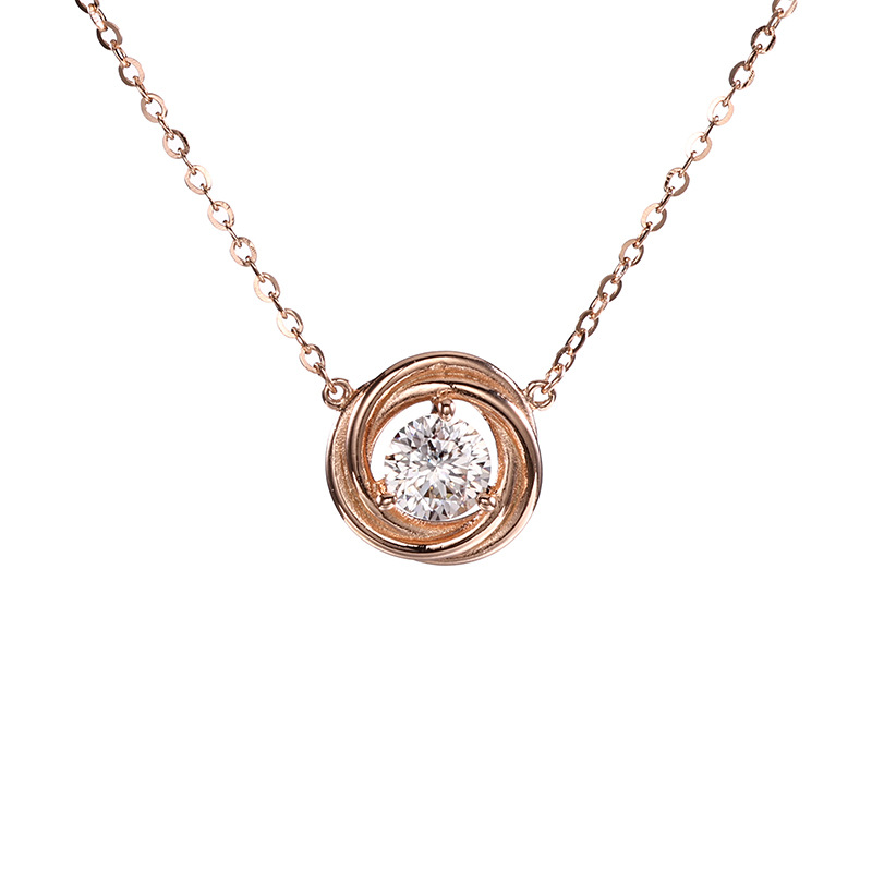 银饰/项链/金色链子/珍珠/梵克雅宝单花项链白底实物图