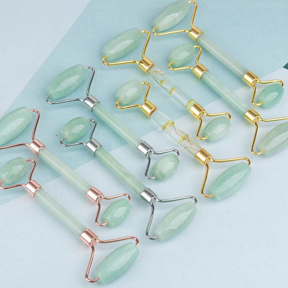 Natural quartzite, jade powder crystal, Dongling jade, roller, beauty container, face and eye massager, everlasting flower jade pusher details Picture