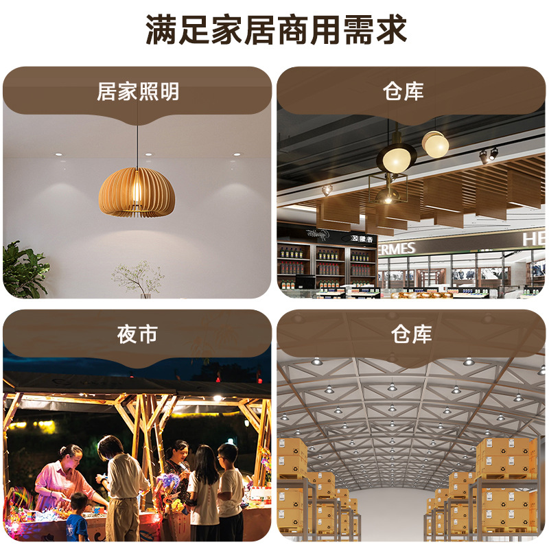 fsl佛山照明led灯泡大功率柱形球泡高亮节能A泡灯E27螺口明装灯座产品图