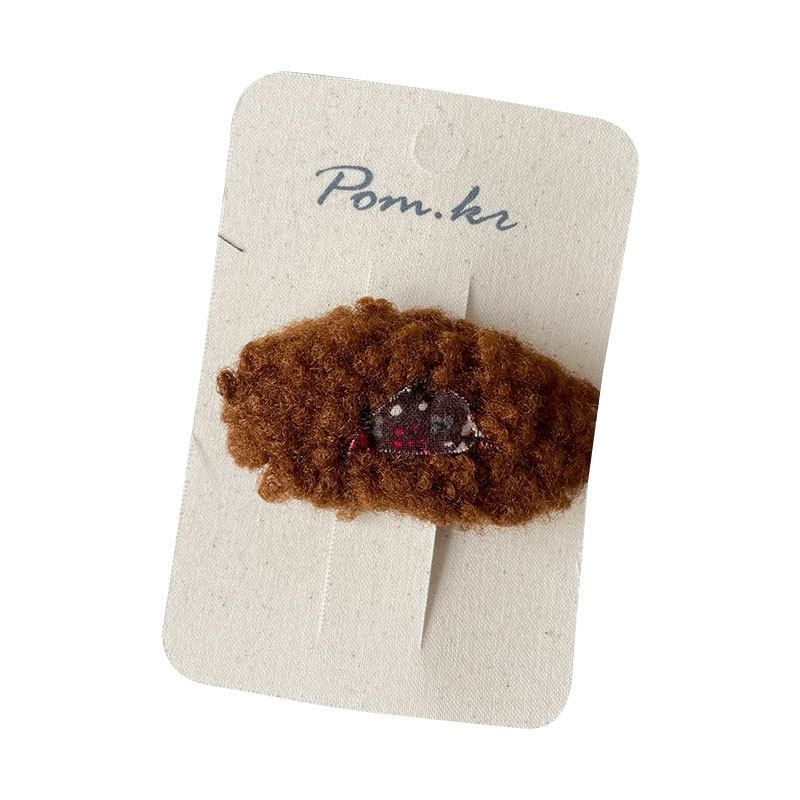 New Korean-style autumn and winter woolen lamb hair clip, handcrafted patch, children's letter "Bye-bye" clip, side broken bangs clip for girls Item Picture