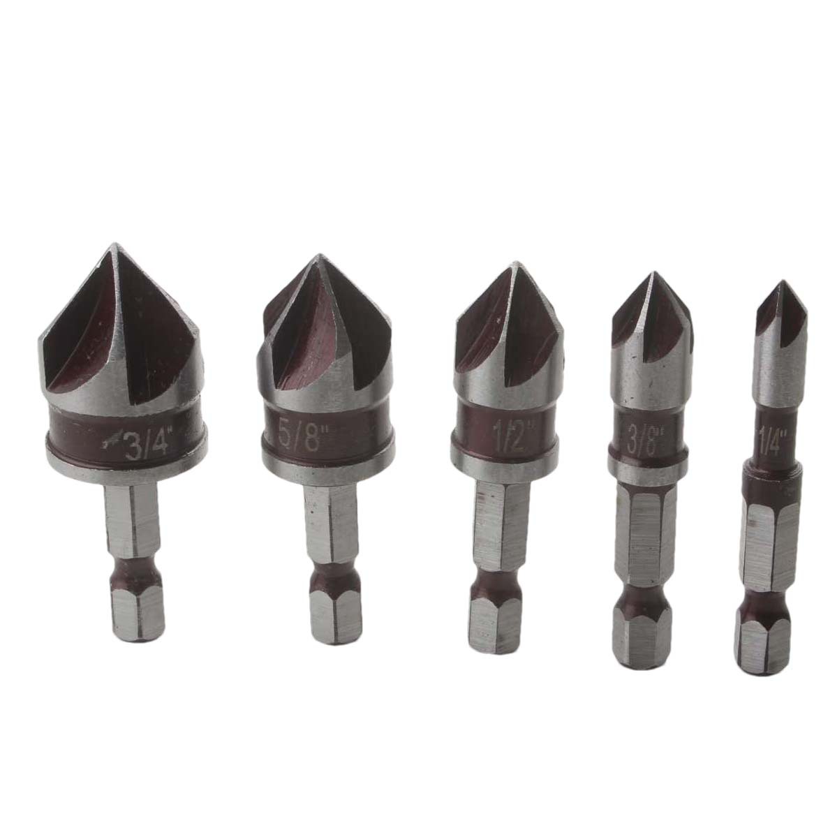 Cross-border factory 5-piece set of red 82° hexagonal handle five-edge chamfering tool chamfering knife 锪 drill screw countersunk head countersunk hole drill Application Scenario