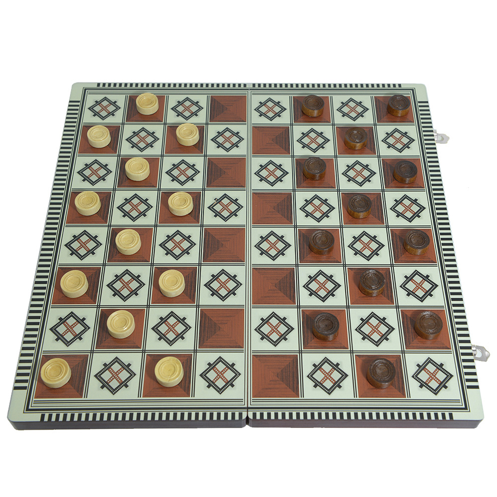 Wholesale of three-in-one wooden chess portable folding multi-size leisure and entertainment chessboards for foreign trade and intellectual gatherings Specification image