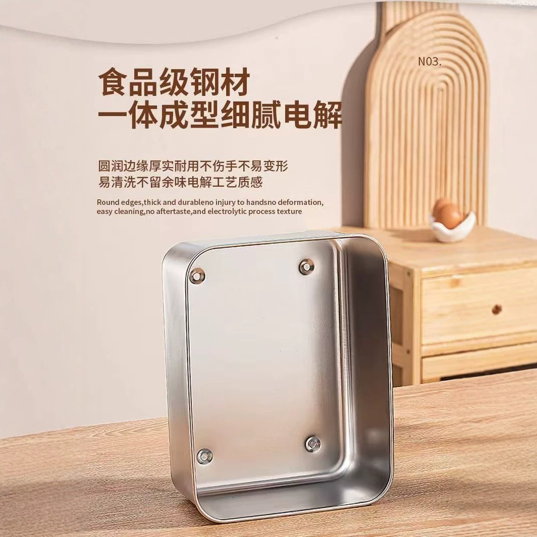 Stainless steel thickened fresh-keeping box with lid, refrigerated box, frozen box, commercial food storage box, fruit and vegetable fresh-keeping box, square box Specification image