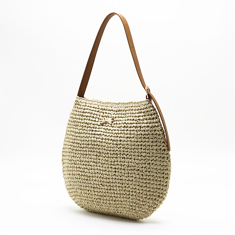 Cross-Border Straw Weaving Bags Spring And Summer New Collection: Single-Shoulder Woven Bag, Versatile Crossbody Straw Weaving Bag, Hand-Held Paper Rope Straw Bag, Vacation Beach Bag, Women's Handmade Straw Weaving Bag Specification drawing