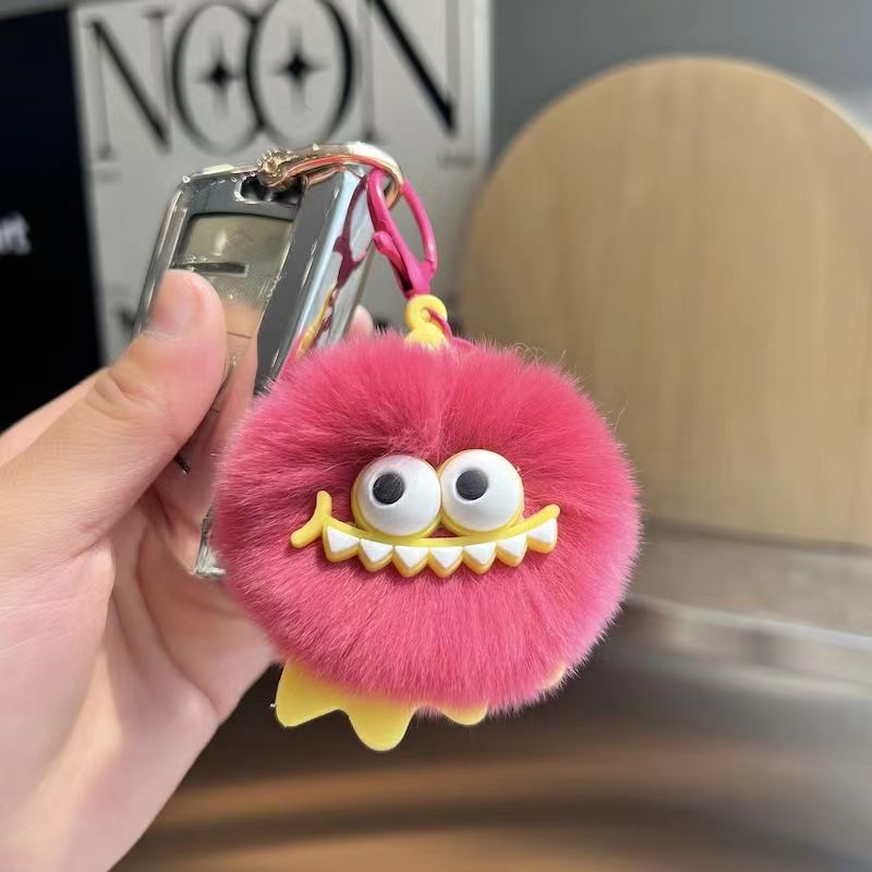 Cute little social anxiety imitation rex rabbit fur fur pendant, super cute plush toy keychain doll wholesale dinosaur pendant Application Scenario