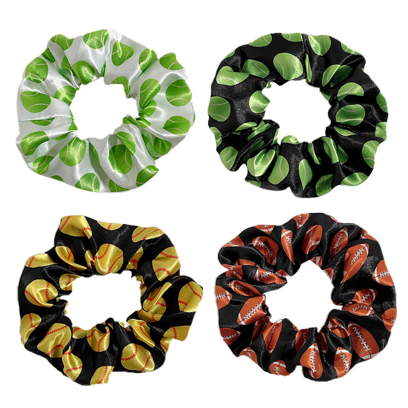 Amazon cross-border printed softball, rugby, large intestine hair rings, football, basketball, volleyball, cheerleading team sports headbands Specification image