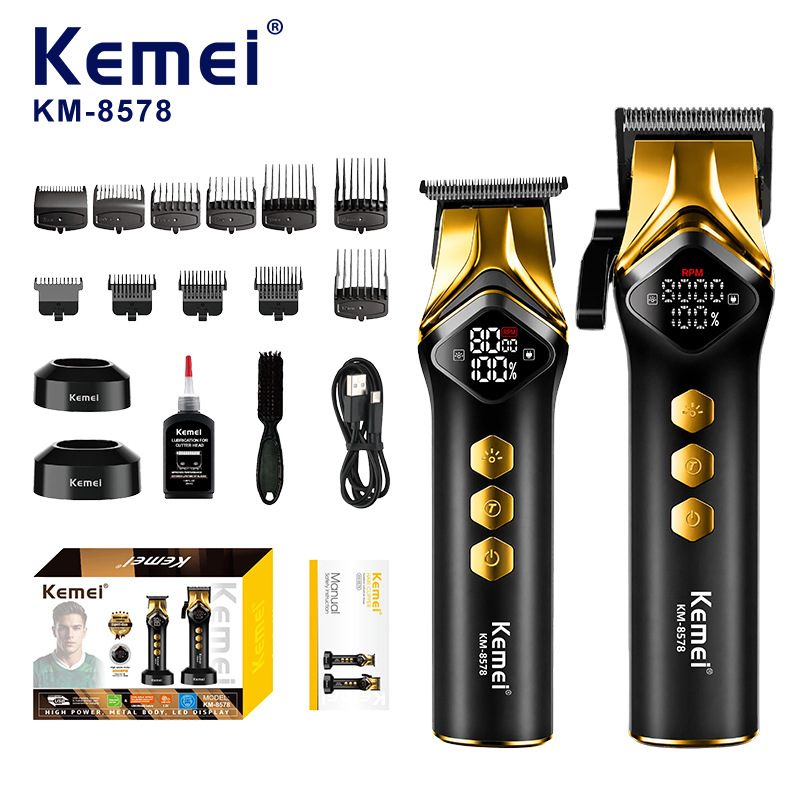 Cortador de pelo eléctrico kemy KM-8578 cross-border profesional cortador eléctrico mudo pantalla digital madre razor pusher