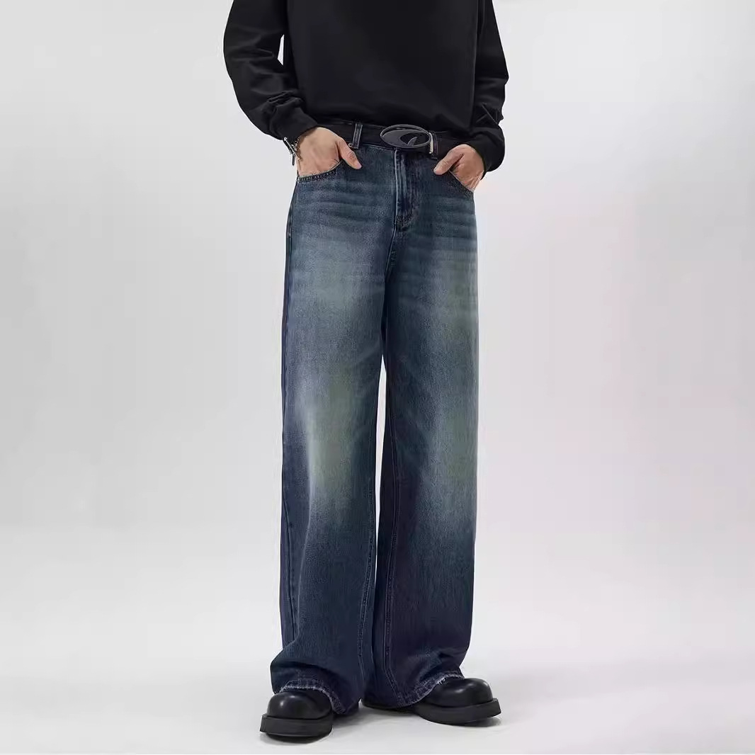 JIAMU's main promotion for autumn and winter is the unisex A-shaped straight-leg loose baggy slightly wide-leg jeans for both men and women, as well as floor-length pants Application Scenario
