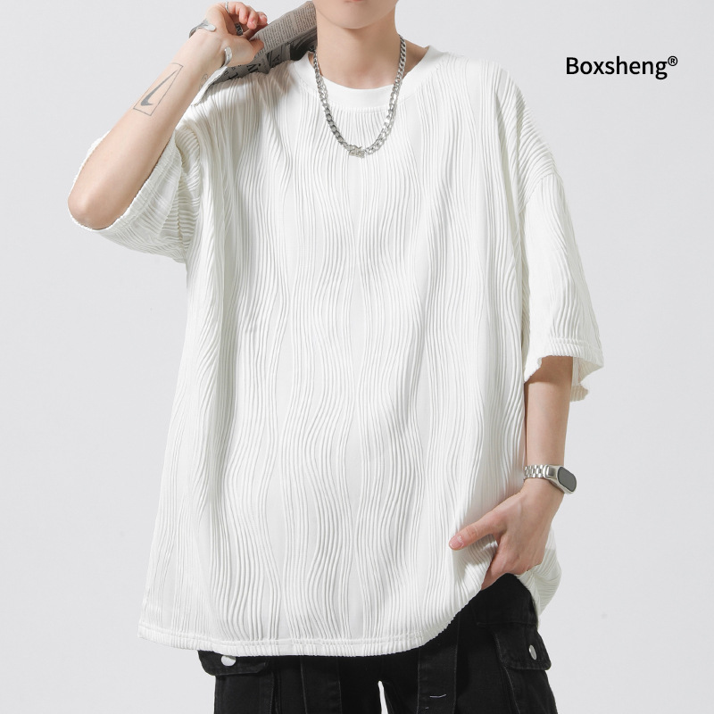 Ice Silk short-sleeved T-shirt for men, a thin and trendy summer style, quick-drying loose half-sleeved solid color casual couple round-neck base layer