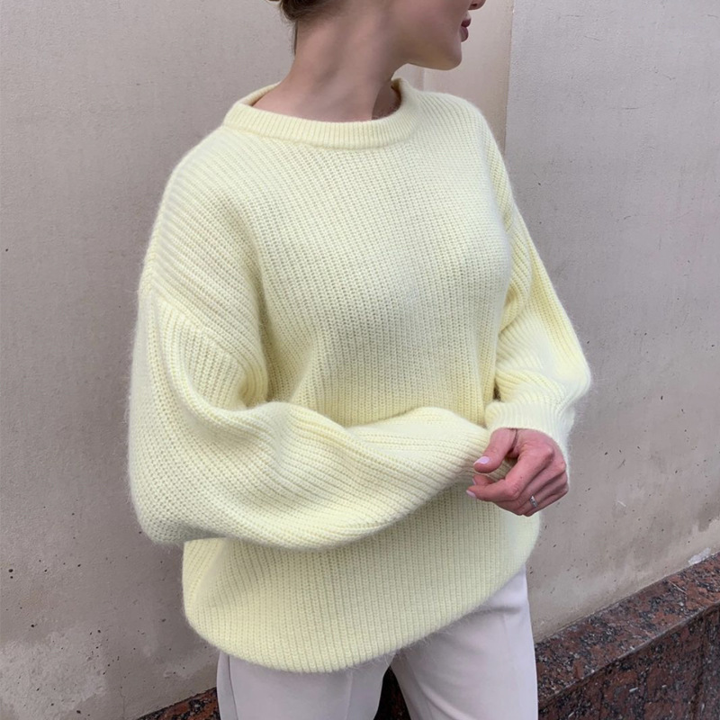 In autumn and winter, the European and American InS-style mink imitation sweater is a laid-back style for women. The loose and super soft knitted top is versatile for women Application Scenario