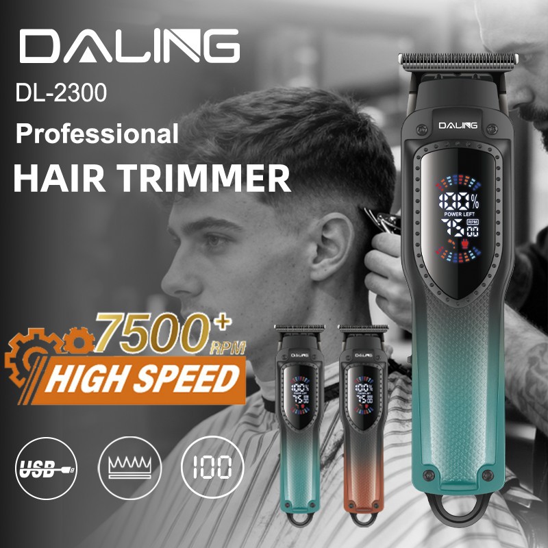 DALING 2300 New professional hair clipper USB fast charging LED LCD display bald hair clipper oil hair