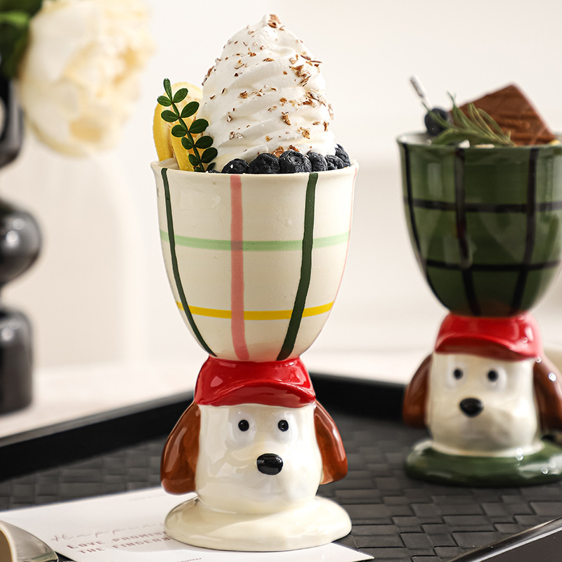 Retro ceramic highball cups, French ice cream cups, ins pudding dessert bowls, household highball candle cups, candle holders Application Scenario