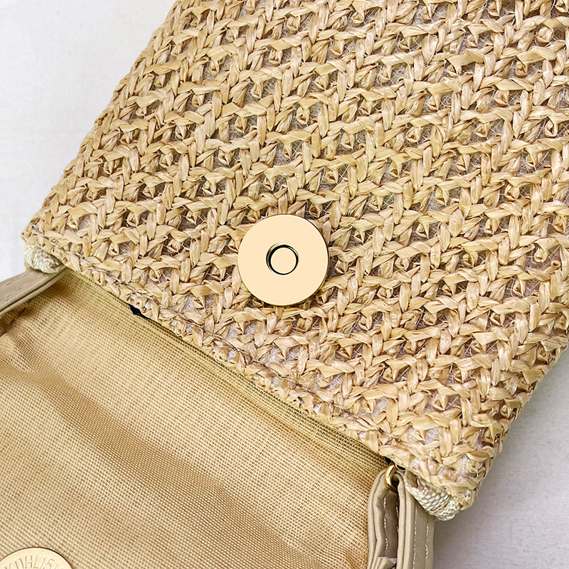 Cross-Border Straw Woven Bag, Straw Woven Bag For Women, Mini Niche Mobile Phone Bucket Bag, Beach Vacation, Beach Woven Crossbody Small Bag, Handmade Straw Woven Bag Application Scenario