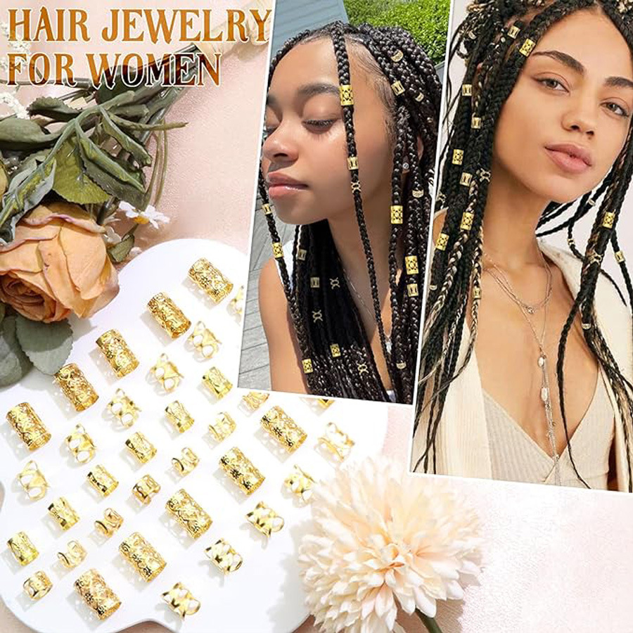 120PCS Amazon Cross-border Set Wig Accessory Braid Hair Accessory Gold and Silver dreadlock Hair Extension Ring set Application Scenario
