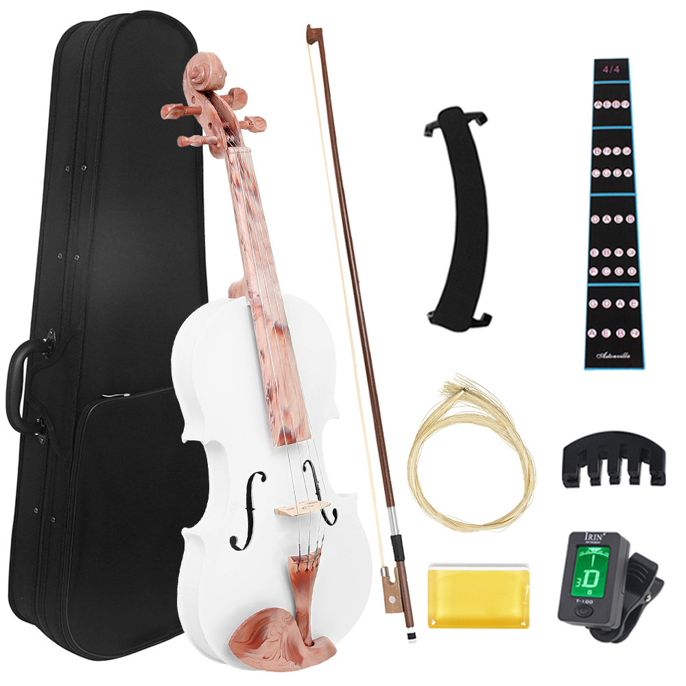 Beginner's learning of the violin, white basswood violin, adult and children's violin, popular practice, complete set of violin
