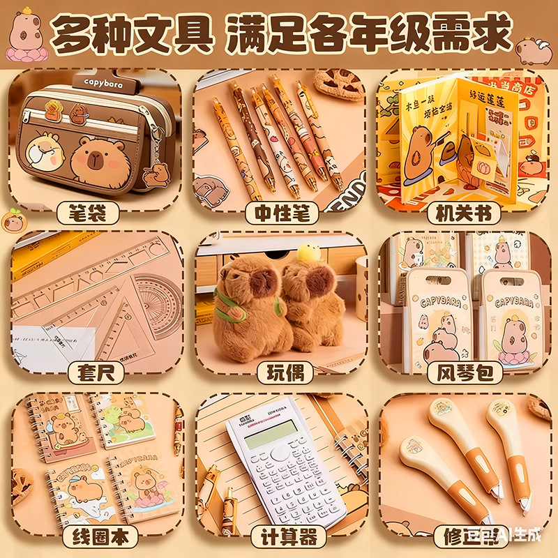 Kapibala Stationery Learning Set Children's Gift Box Kindergarten Reward Primary School Students' Birthday Gift and Back-to-School Gift Package Item Picture