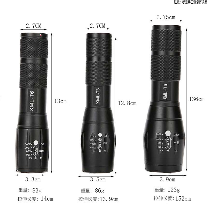 A100 Handheld Led High-Intensity T6 Camping Charging Flashlight, Telescopic Zoom L2 High-Power Outdoor Camping Flashlight details Picture