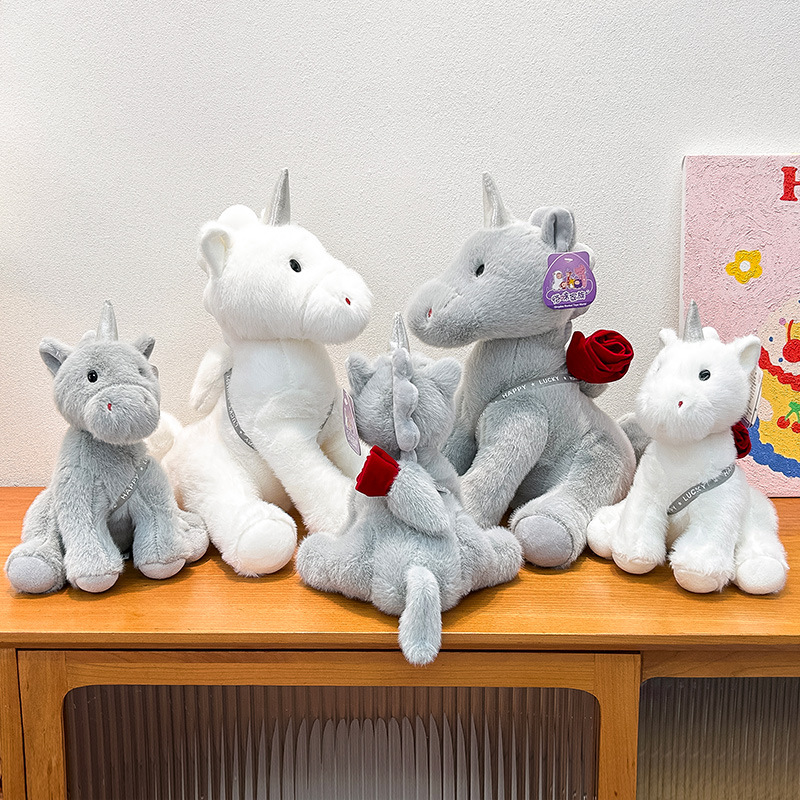 Cute unicorn doll wholesale for export, cute cartoon plush toys, new sitting unicorn doll