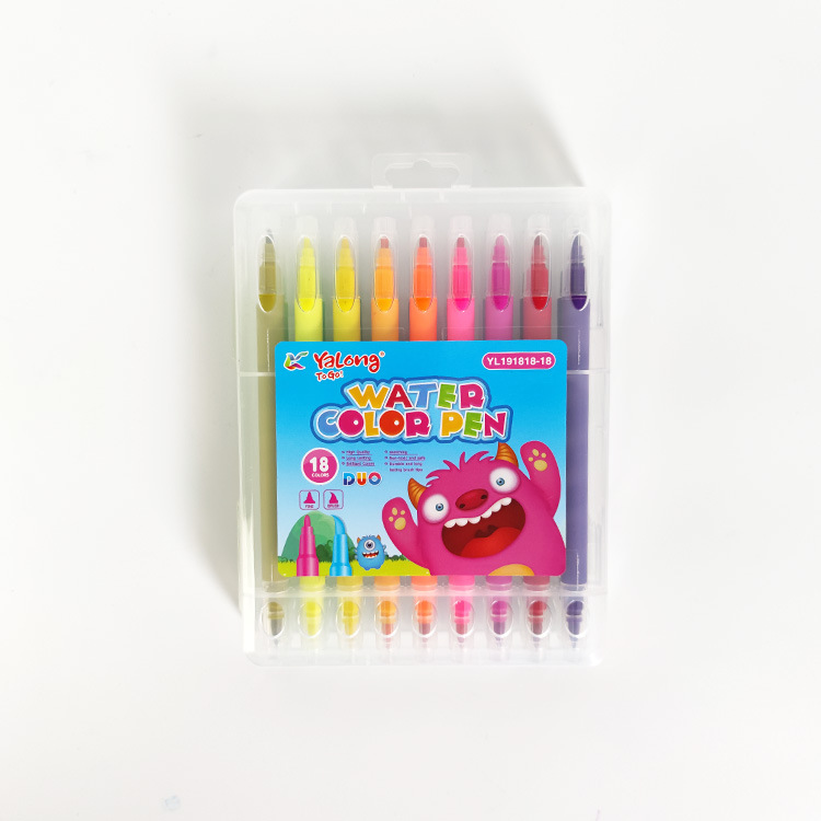 Yalong Cross-border best-selling brush tip watercolor pens, double-pointed watercolor pens Item Picture