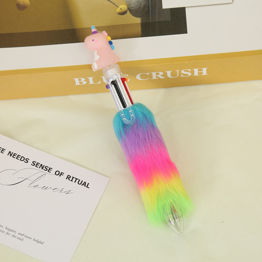 Cartoon cute dinosaur plush notebook pen, multi-color creative advertising gift pen, Korean version high appearance level ballpoint pen wholesale ballpoint pen Specification image