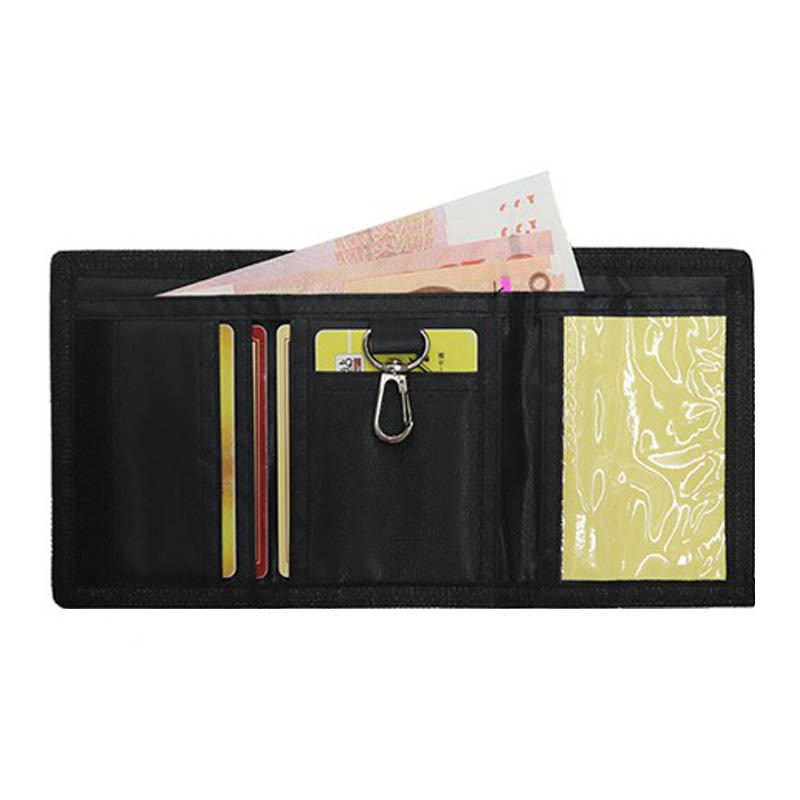 防盗跨境男士钱包 男款批发迷彩布钱夹 折叠涤纶钱袋短款牛津布白底实物图