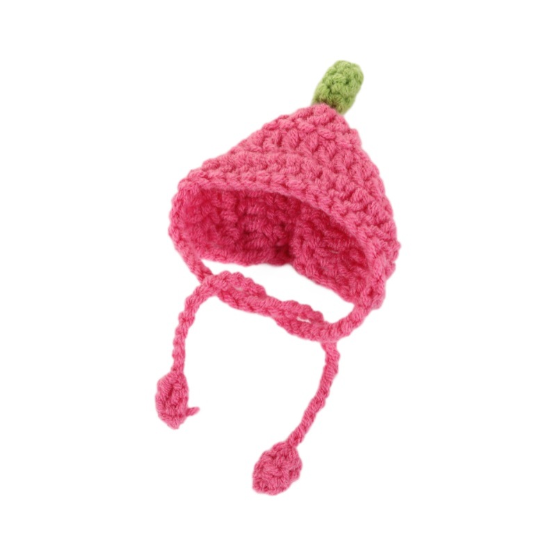 Best-selling mini hand-woven knitted caps, plush dolls, woolen ball head covers, creative dolls, doll wearing rope hats Item Picture