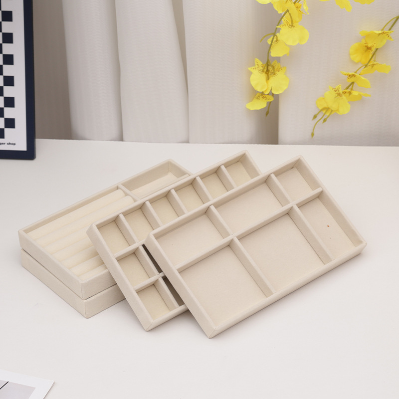 Grey velvet jewelry tray, jewelry display prop, ring, necklace, stud, bracelet, accessory storage box, display plate Specification image