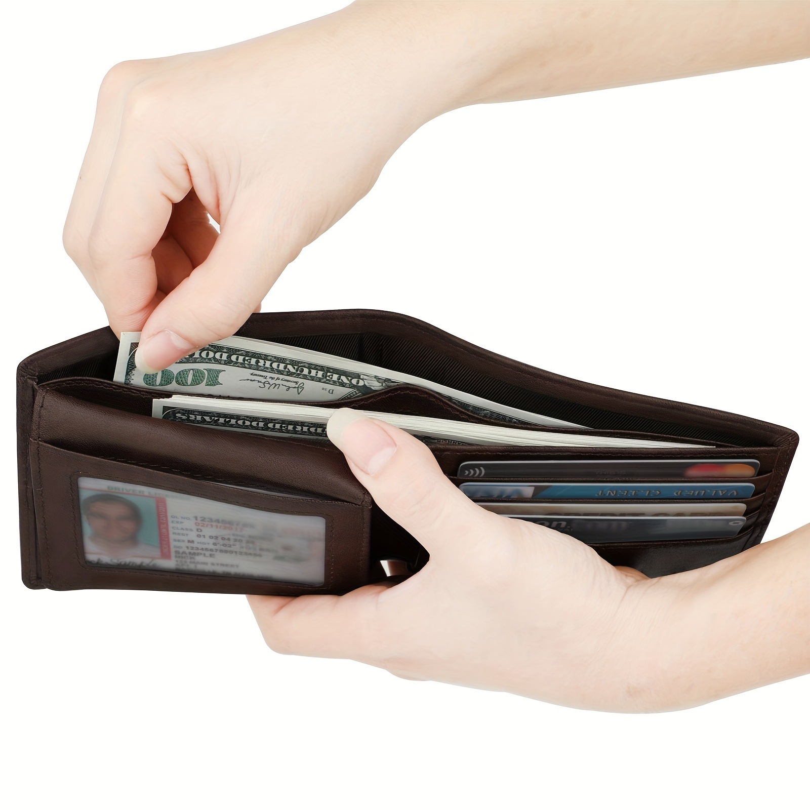 Men's wallet RFID anti-theft card, business quality, multi-slot, short 30% discount loose-leaf cross-border bestseller for men details Picture