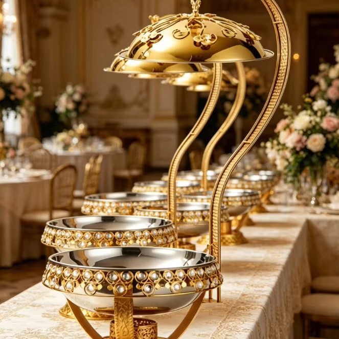 New luxury stainless steel gold buffet insulated plates Application Scenario