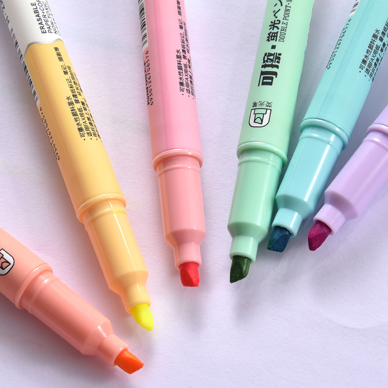 Tianfeng Double-headed Erasable Highlighter 2306 Water-Soluble Planner Duck Highlighter Marker Set 144 pieces per rack details Picture