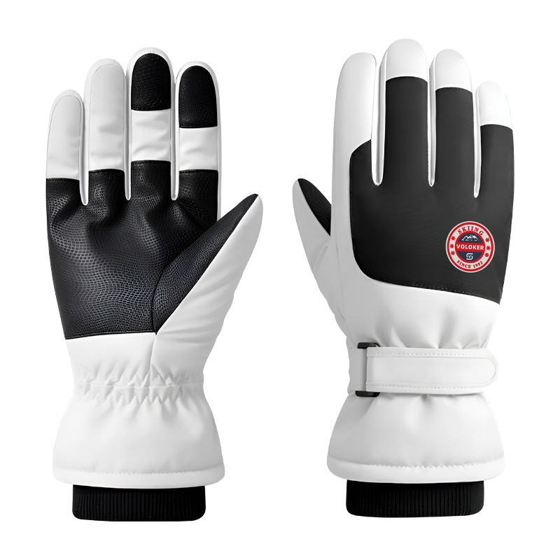 Wholesale of winter ski gloves, outdoor fleece warm electric bike riding gloves, anti-slip and waterproof touch screen gloves Item Picture