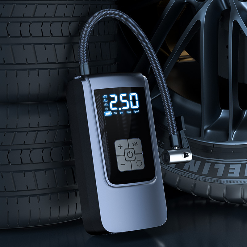 New portable car air pump, intelligent digital display air pump, bicycle tire, basketball electric air pump cylinder Specification drawing