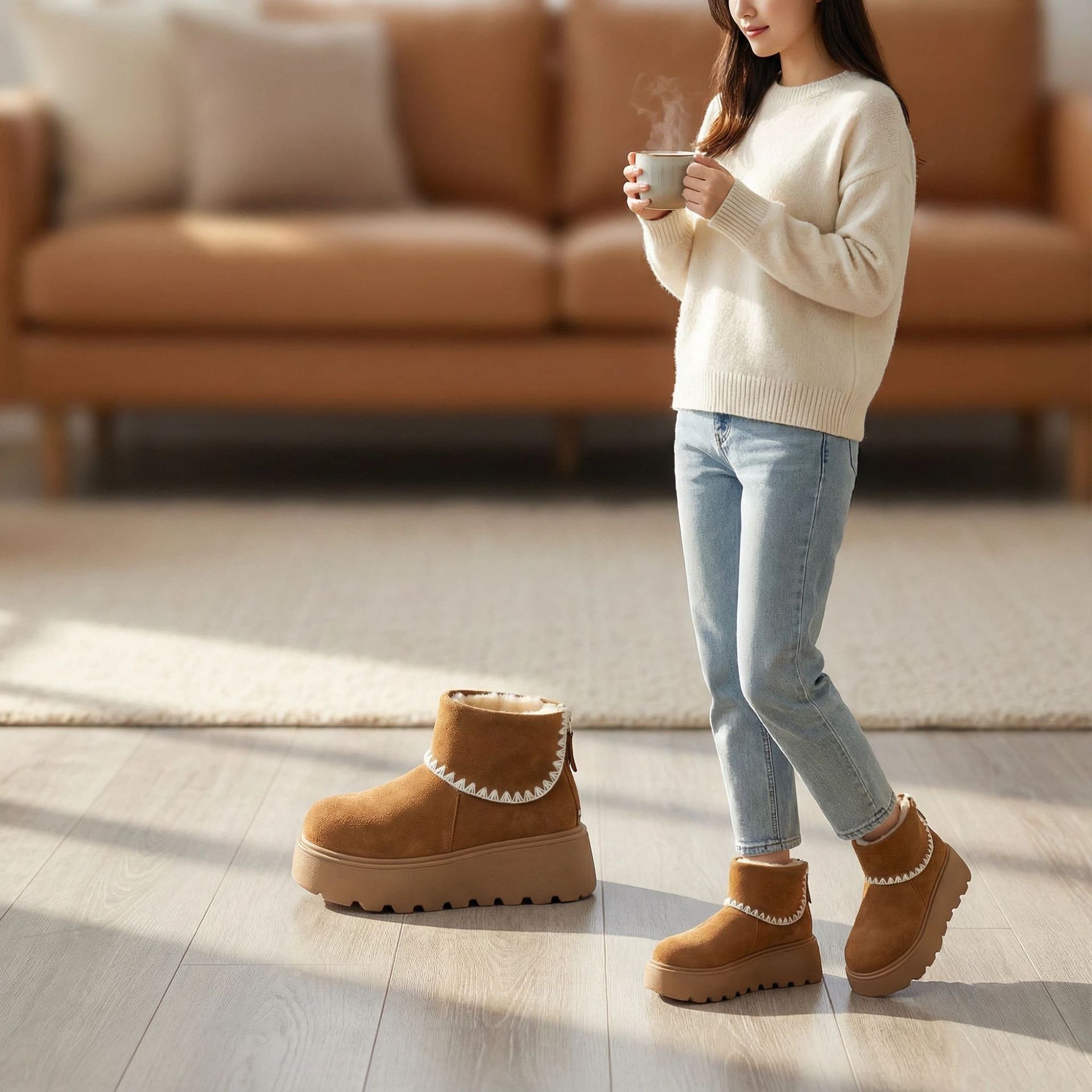 靴子女/男士马丁靴/男士马丁靴冬季/马丁靴/女靴鞋女士长款时尚细节图