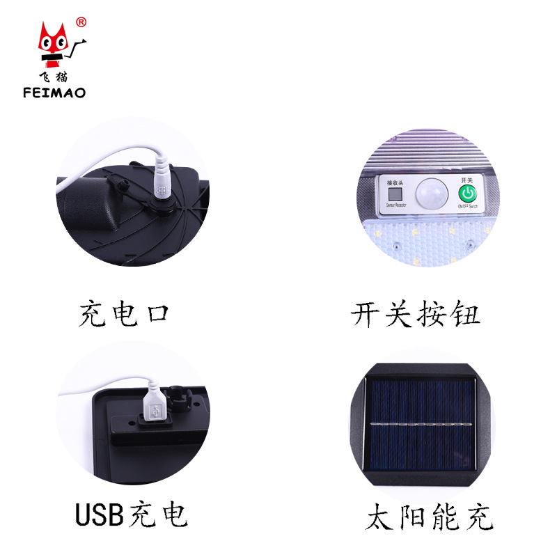 批发新款太阳能感应壁灯户外灯人体感应照明花园庭院照明LED路灯产品图