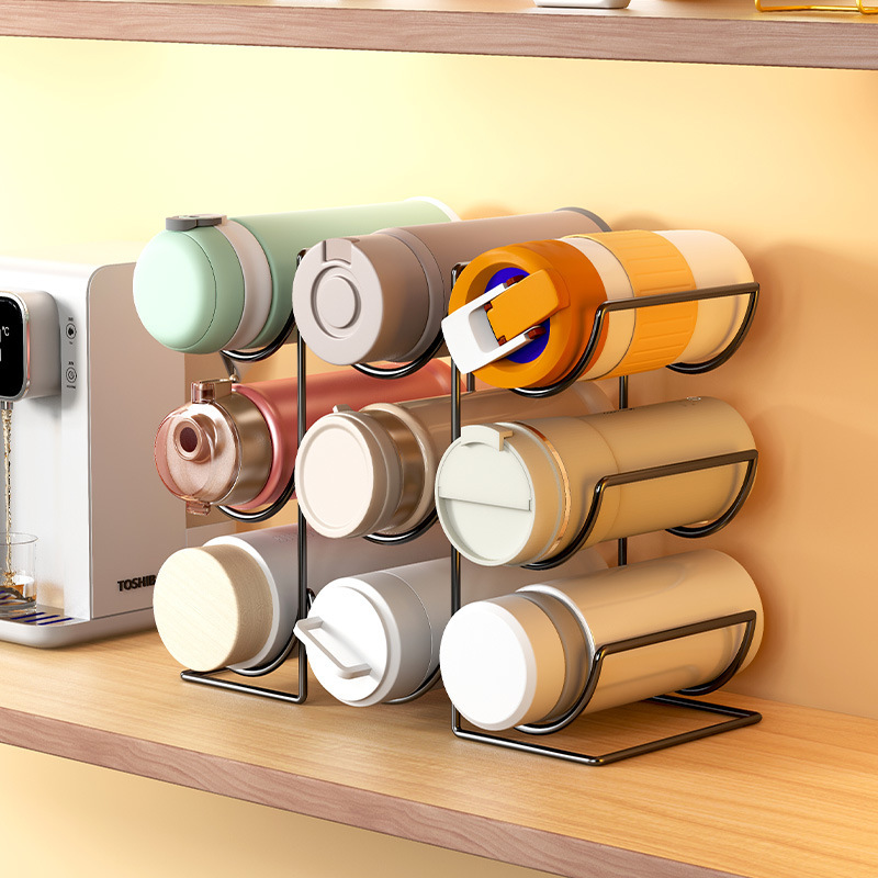 Water cup storage rack, multi-layer desktop creative stacked cup rack, dust-proof workshop factory cabinet, insulated cup storage rack details Picture