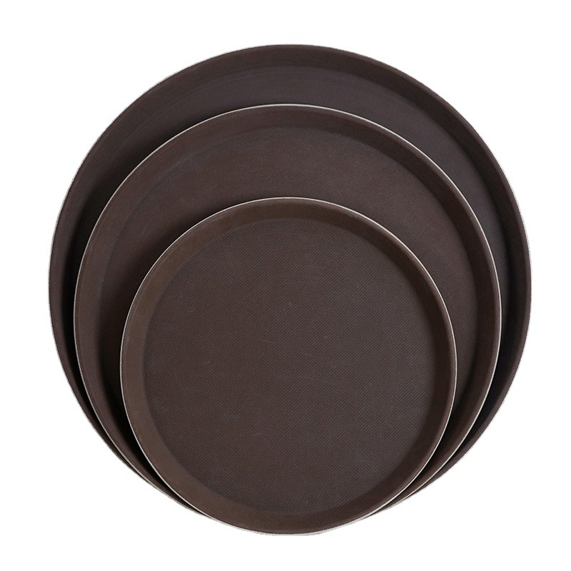Round tempered anti-slip tray, commercial hotel, coffee shop, bar tray, rectangular tea tray, plastic dinner plate tray Item Picture