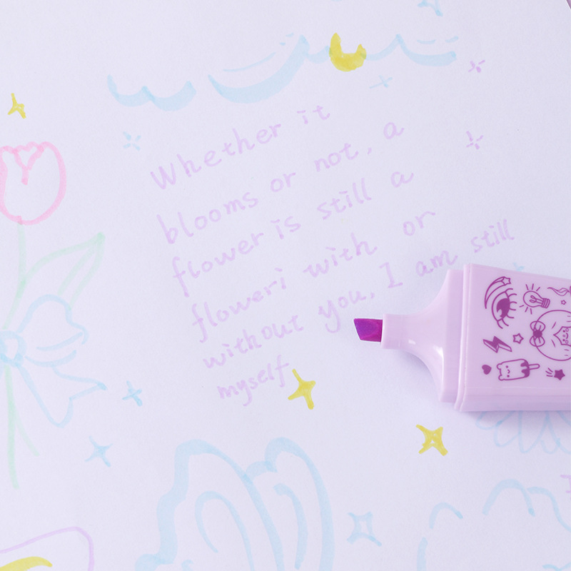 Super cute mini highlighter pen, colorful Highlighter pen, student cartoon planner, drawing, marking pen, key points Specification image