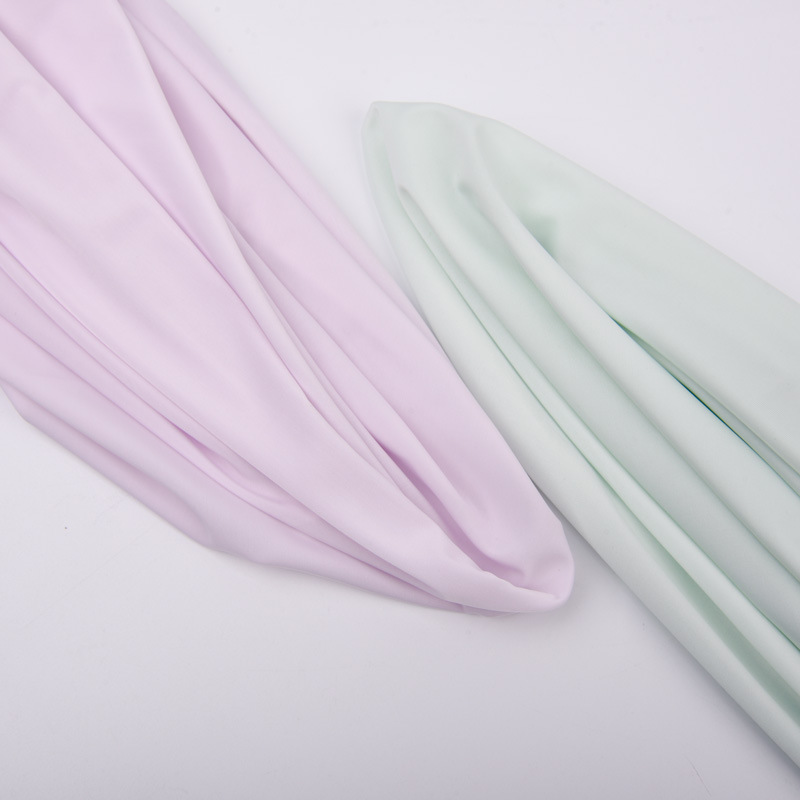 Ice-feel sun-protective clothing, plain weave ice silk fabric 75D stretch polyester ammonia 160G knitted sleeve mask ice silk fabric, ice silk plain weave Specification image