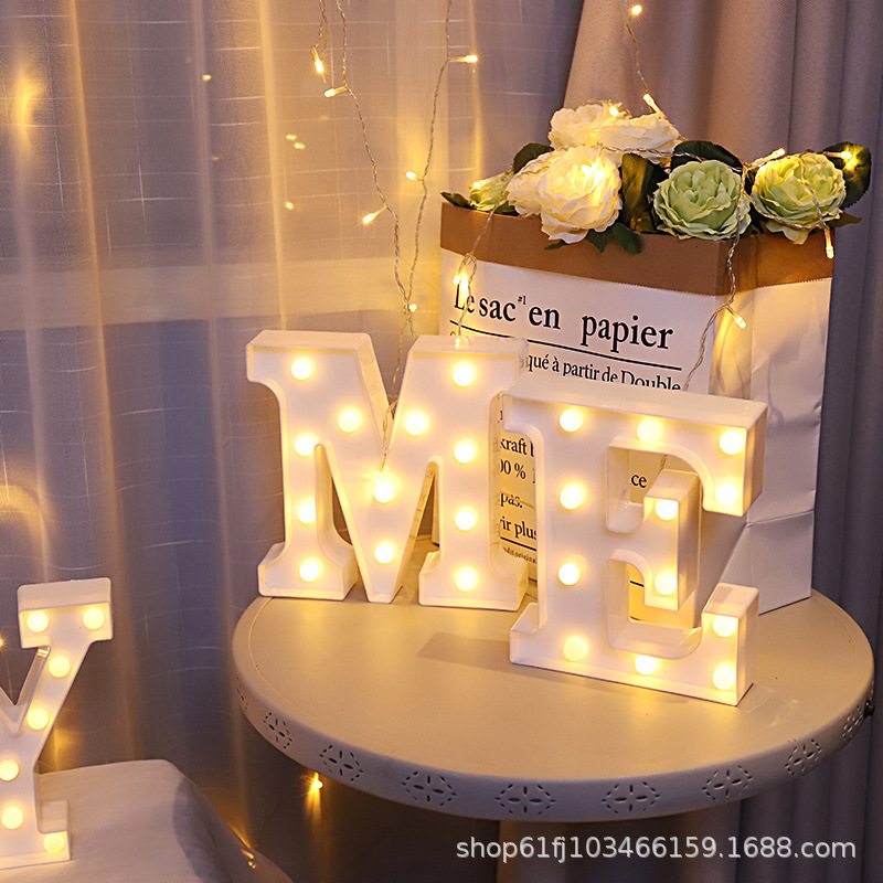 Factory wholesale 26 English letter lights, LED symbol shaped lights, wedding night lights, birthday proposal and confession lights details Picture