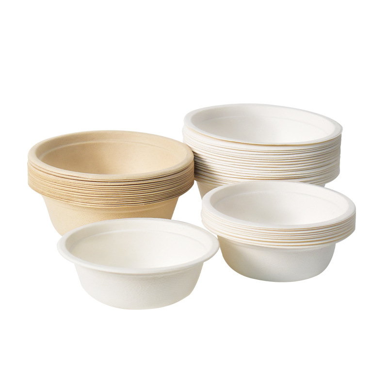 一次性餐具纸碗纸盘碗纸盘子家用环保餐盘可降解碟子外卖打包盒白底实物图