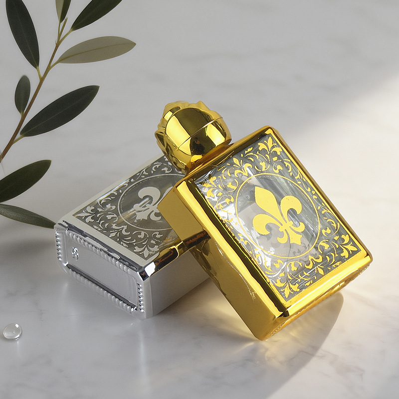 Cross-border 15ml electroplated UV perfume bottle, baptism holy water bottle, rose luxury embossed gold essential oil glass bottle Specification image