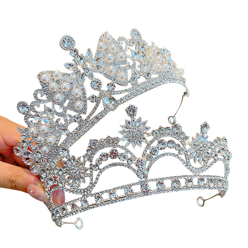 High-end crown headwear, princess children's light luxury crystal crown birthday gift, girls' Children's Day performance headwear and hair accessories Item Picture